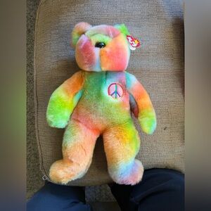 Tie-Dye Peace Beanie Buddy Bear